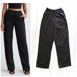 Diarrablu Sustainable Leer Palazzo black women Pants Hight waist Wide leg Size S